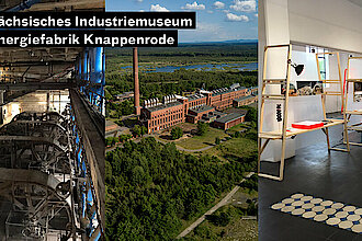 Energiefabrik Knappenrode, Fotos: Kulturstiftung des Freistaates Sachsen/Sophia Littkopf (rechts und links), Energiefabrik Knappenrode (Mitte)