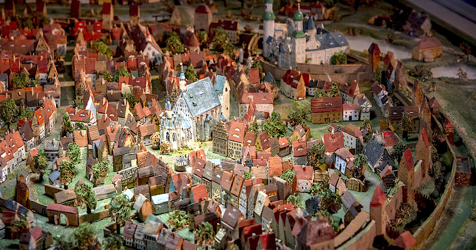 Detailansicht Modell der Altstadt Freiberg um 1700